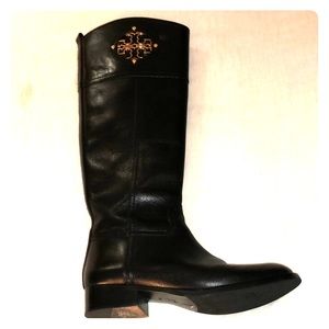 Tory Burch style Ashlynn black riding boots.